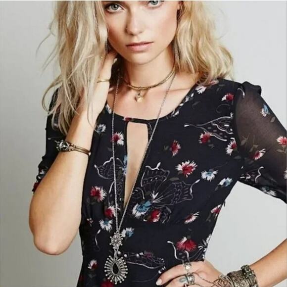 Free People Vintage Bonnie Butterfly Size 4 Dress - Picture 10 of 11